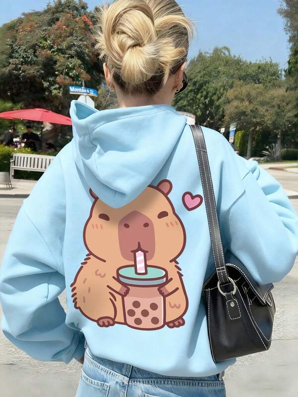 Tween-Mädchen 1 Stück Lässig Printed Pullover Hoodie Sweatshirt, Thermo-Futter, Langarm, Herbst/Winter Studentenkleidung