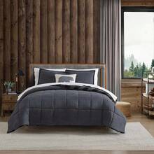 Twin Comforter Set, Microsuede Bedding With Soft Plush Faux Shearling Reverse, 2 Piece Bed Set With Matching Pillowcase (Cabin Plaid), Luxury Cozy Bed Linens - Grey - View 12