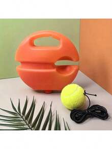 1pc Tennis Trainer With Elastic Rope, Suitable For Solo Tennis Practice, No Need For Partner, Training Assist Tool, Suitable For Adult Beginner Tennis Exercise Equipment, Water/Sand Fillable Tennis Base