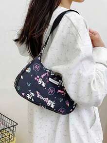 Sanrio 1pc Sanrio Hello Kitty Fashion Shoulder Bag, Pink Ladies Handbag, Made Of Nylon With Polyester Lining, Suitable For Daily Use, Dating, Shopping, And An Ideal Gift