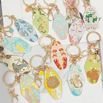 1 件女士男士唯美复古锌合金珐琅工艺 12 生肖钥匙扣汽车钥匙圈包包手提包背包装饰挂件配饰男朋友女朋友兄弟姐妹家人好朋友生日礼物同事同事圣诞礼物员工新年礼物