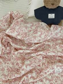 1pc Ditsy Floral Double Layer Baby Swaddle Blanket, Soft Cozy Wrap Towel