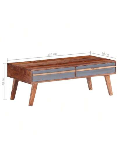 VidaXL Coffee Tafel 110x50x40 Cm Solid Wood Grijs view 2