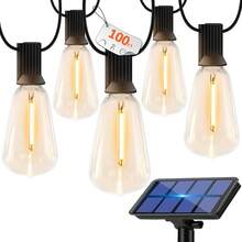 1 Box Of 12 ST38 Solar String Lights, 50 FT USB & Solar Dual Charging Outdoor String Lights, 3 Modes, 2600K Waterproof Garden Lights For Porches, Gardens, Markets, Bistros, And Camping - 暖色 - 查看 11