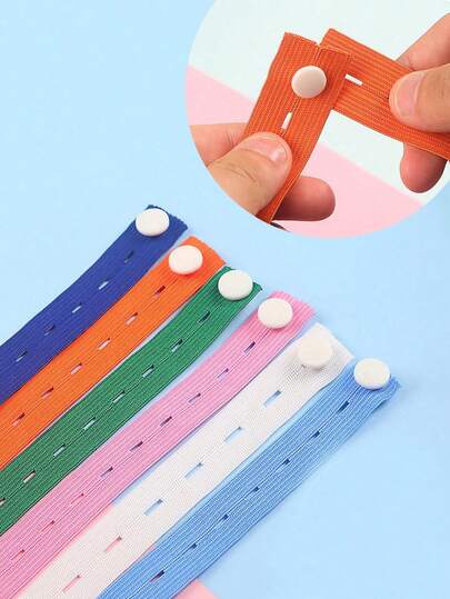 彩色松紧带，带可调节纽扣 - 帆布，适用于衣物收纳、节省行李空间、抽屉和衣柜整理、床单紧固件、衣架