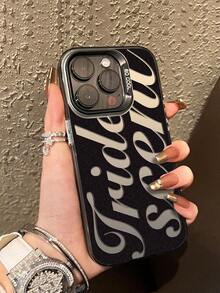 Slogan Fashionable Black Line Pattern Design Phone Case Compatible With Apple 17, 16, 15, 14, 13, 12, 11 Pro Max, X, XR, XS Max, 8, 7 Plus, With Shock-Resistant Matte Back Cover Compatible With Samsung Series