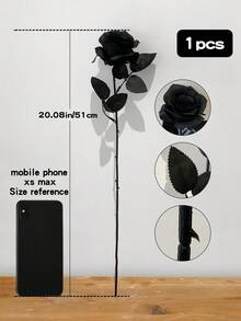 6/10pcs Black Artificial Silk Flowers, Artificial Rose Bouquet Suitable For Halloween Party, Dark Style Decor, Wedding Decoration, Bridal Backdrop Props, Bouquets, Corsages, Wristbands, Wedding Arches, Party Decorations - Black - View 17