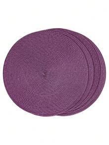 1pc/4pcs/6pcs 15-Inch Round Woven PP Placemats, Washable Non-Slip Dining Table Mats, High-Quality Woven Home Decor Tableware Coasters, Suitable For Dining Room, Kitchen, Farmhouse Style, Christmas & New Year Party Decoration