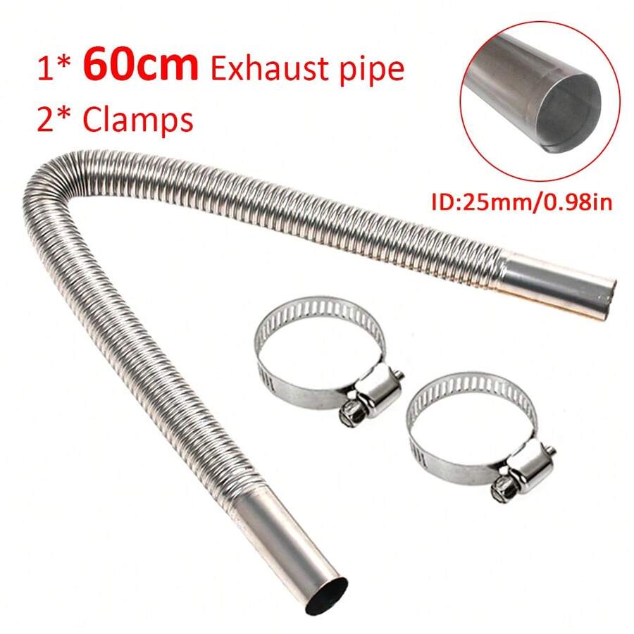 60cm 100cm 150cm Air Parking Heater Stainless Steel Exhaust Pipe Connector With Clip For Heater Car Truck Heating Parts