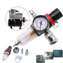 AFR2000 Compresor de Aire de 1/4 pulg. Filtro de Humedad Regulador del Separador de Aceite de Agua con Manómetro Regulador del Separador de Aceite de Agua de Aleación de Aluminio - Multicolor - Ver 1