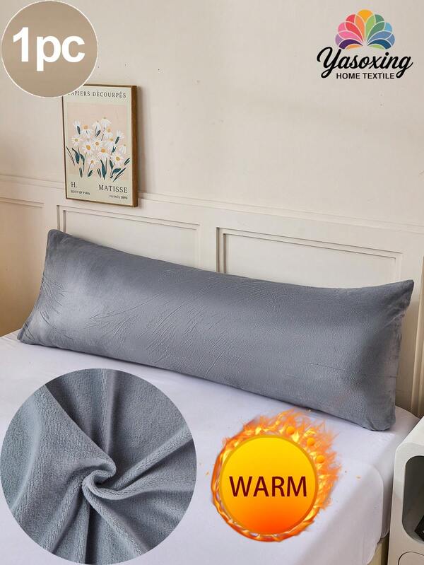 1pc Grey 100% Super Soft Velvet Warm Fuzzy Plain Body Pillowcase Pillowcases Crystal Fleece Plain Without Filler Soft Breathable Pillow Covers With Envelope Closure Throw Pillow Cover For Bed Home, For Sofa, Living Room Farmhouse Style 20"X54"-Body Pillowcase Decor Pillocase, Gifts For Women&Men Insert Not Included, Machine Washable Domitory Back School Bedding