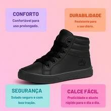 Baby And Children's School Sneakers With A Modern Design And High Top. - 黑色 - 查看 4