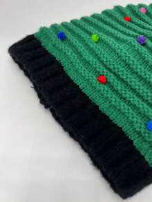 Classic Santa Claus Hat With Lots Of Stretch, Adult Size - Black Brim And Green Body With Pom-Pom Decoration, Soft Polyester Festive Party Hat, Suitable For Both Men And Women, Festive Dress Up Accessory, Hand Wash Only, Christmas Hat