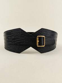 Metal Buckle Elastic Belt Summer, School Fall, Autumn, Halloween - Black - View 10