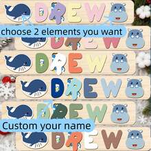 Personalized Name Puzzle, Customized Name Puzzle, Customized Wooden Puzzle Toy, Wooden Letter Puzzle, 3D Letter Puzzle Toy, Easter Christmas Gift, 1st Birthday Gift, Personalized Gift, Birthday Gift, Wooden Puzzle, Customized Wooden Puzzle Toy, Anniversary Gift, Building Block Gift Set - Light Blue - View 3