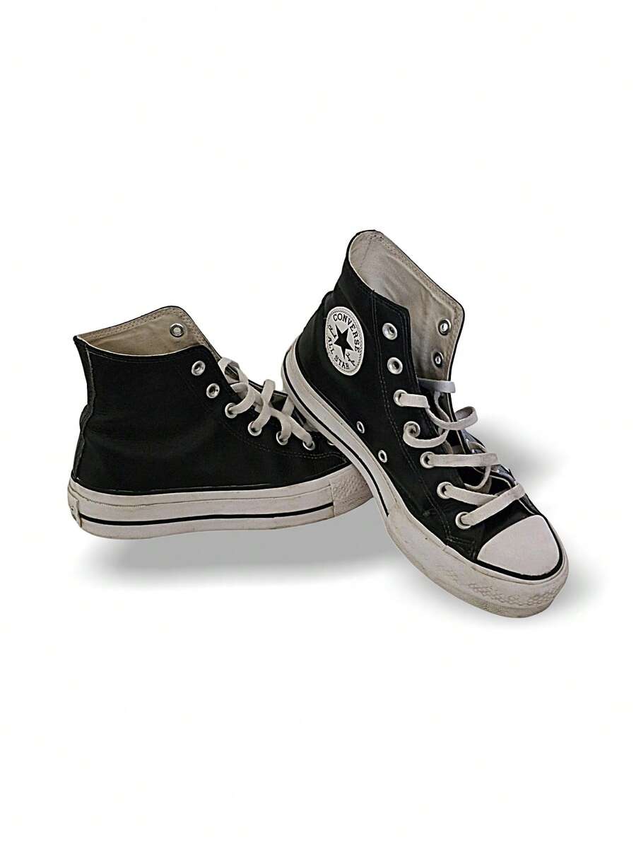 Converse Chuck Taylor Lift 女士真皮高帮平底舒适系带靴,适合旅行、工作、都市日常穿着,二手,黑白配色,7码,561675C - 黑色 - 查看 1