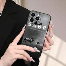 Black and Grey Horse Theme "SABR" Pattern Phone Case Black Matte Texture Cover Suitable for iPhone 16, 15, 14, 13, 12, 11, XR, XS, Xsmax, SE, 8, 7 Pro Plus Mini Series Full Protection Durable Case - Schwarz - Übersicht 7