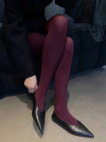 1pc Women's Jacquard Heart Patterned Pantyhose Tights - Màu Đỏ Sâu - Xem 7