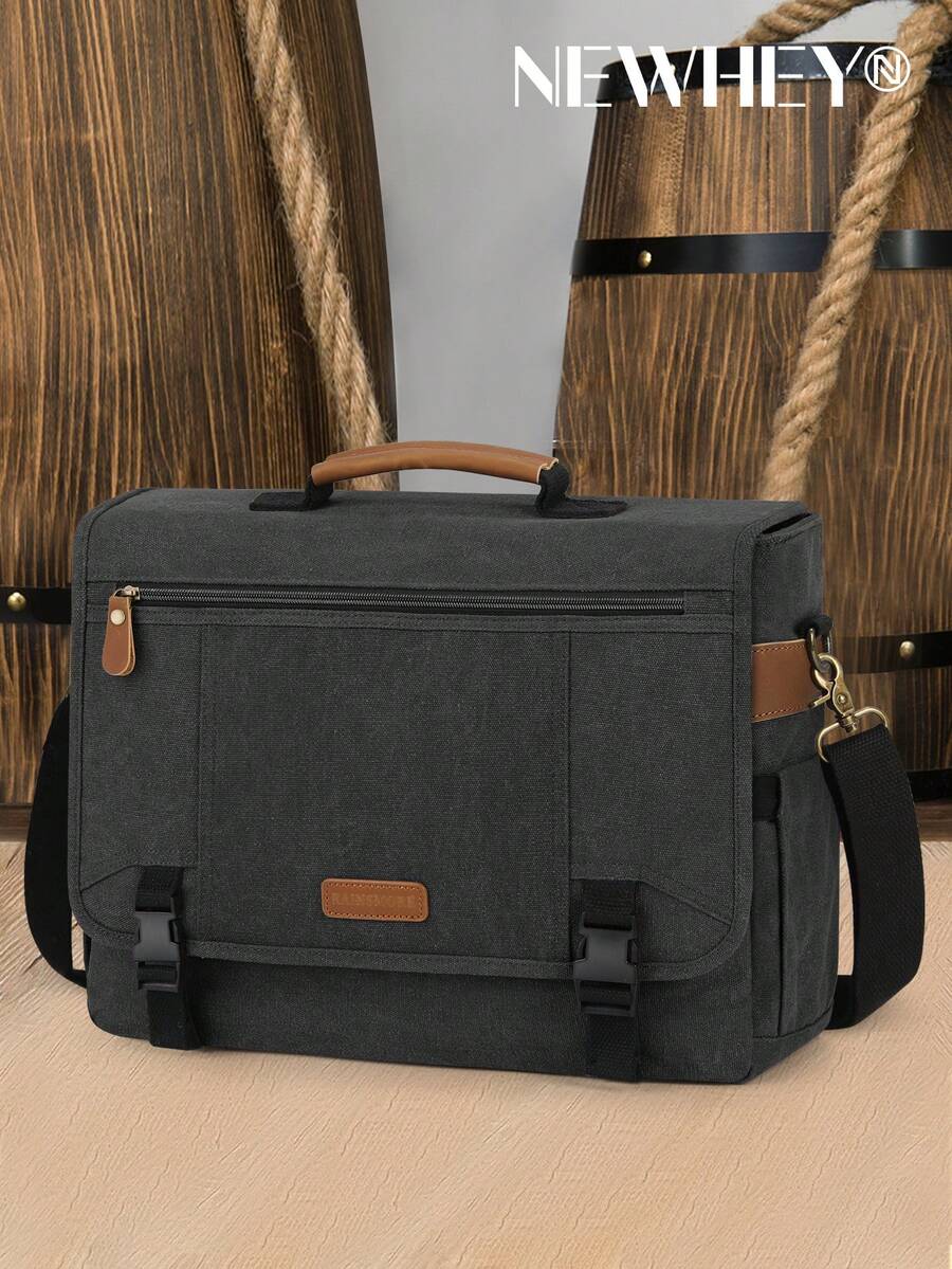 NEWHEY 17-Inch Laptop Canvas Messenger Bag For Men, Large Capacity Waterproof Shoulder Bag For Work, Office, Travel, Business, College And More Laptop Bag - Multicolor - View 1