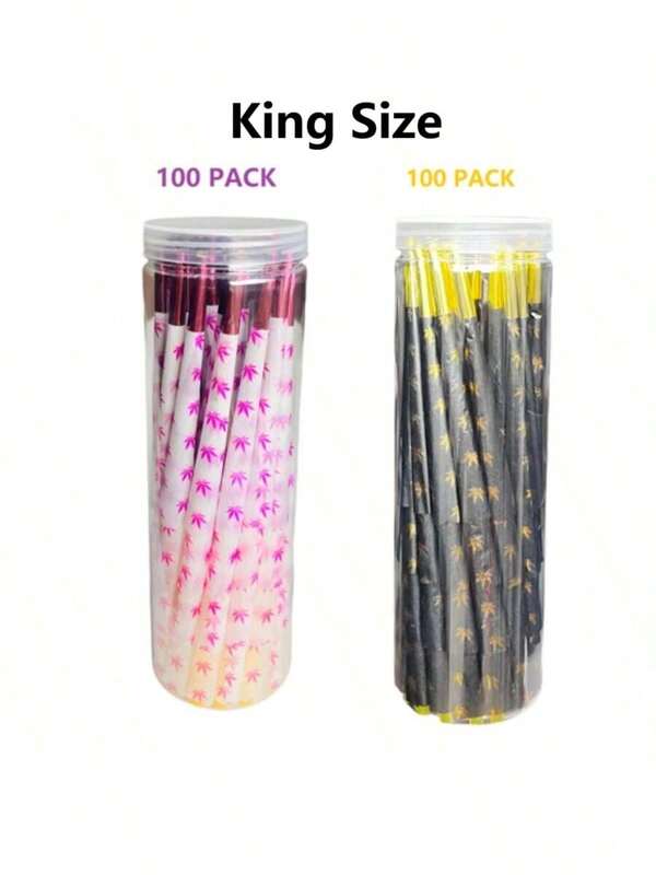 100/50 Stück King Size aromatisierte natürliche vorgerollte Kegel Drehtabakpapiere - King Size ultra dünn & langsam brennende Rauchtrichter mit Spitzen/Röhrchen - Trompeten-Röhrchen Drehtabakpapier als Geschenk zu Feiertagen/Valentinstag & Raucherzubehör, Vatertags-Geschenk, Halloween-Geschenke, Weihnachtsgeschenke