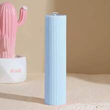 1件套棱纹柱形蜡烛（1件），宽3英寸，高1.97英寸、3.94英寸、5.91英寸、7.87英寸，大号大豆蜡香氛柱形蜡烛，优雅棱纹现代家居装饰，适用于浴室、客厅（浅蓝色） - 彩色 - 查看 9