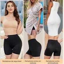 UIV@SH Pantalones Cortos sin Costura Invisible para Mujer,Shorts Tipo Boxer,Calzon Debajo de los Vestido,Short Faja para Mujer Invisible - Negro - Ver 9