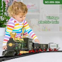Classic Train Toy With Smoke, Light And Sound, Train Track Set, Toddler Model Train Suitable For Children Toys Gifts, New Year Birthday Holiday Gifts (Batteries Not Included) - Color - View 3