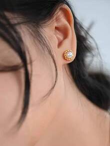 Boucles d'oreilles en perle en argent sterling S925, design rond classique, élégant à la française, délicat et minimaliste, convient à tous