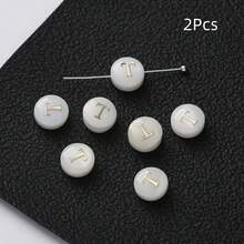 2Pcs Round Shell Beads Letter Spacer Beads DIY Bracelet Necklace For Jewelry Making Supplies - Shell Alphabet Beads - View 21