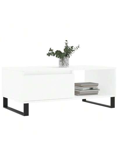 VidaXL Coffee Tafel 90x50x36.5 Cm, Finished Wood, Wit view 3