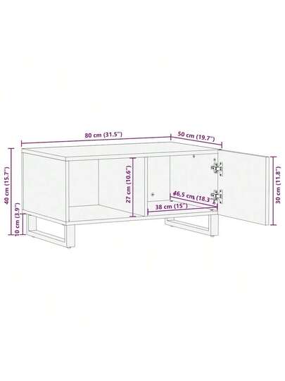 VidaXL Coffee Tafel 80x50x40 Cm Solid Mango Wood Zwart view 2