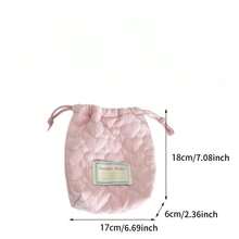 1 PC Pink Blue Stripe Heart-Shaped Cute Lace Laciness Quilted Camera Drawstring Storage Bag Makeup Beauty Tool Storage Bag Portable Makeup Brush Organizer Bag Skincare And Cosmetics Storage Bag Travel Office Dorm Bedroom Storage For Lipstick, Accessory, Earphones, Charger, Make Up Storage Organizer Bag Makeup Pouch Bag For Girls, Friends Gift, Birthday Day Gift