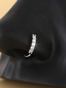 1 pieza Aro de nariz con incrustación de circonita cúbica, Pendiente de nariz minimalista y de moda, Adecuado para uso diario y como regalo