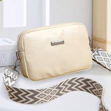 Bolso bandolera informal para mujer con correa ancha bordada, ligero y de gran capacidad, bolso de hombro para uso diario. - Blanco - Ver 4