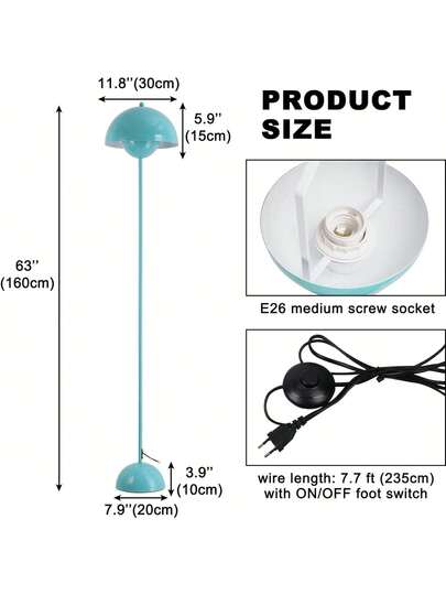 Alpinaluz Nordic Vloer Lamp Turquoise Inspiration "Flowerpot" Parabolic Base E27 Socket Living Room Dining Bedroom view 3