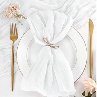 6 Pieces Crinkle Napkins Cloth Hemming 50*50cm/20*20inch Going-Away ​Brunch With The Girls Work & Professional Parties Casual Restaurant ​​Home Decor Accent​ French Bistro Baby Shower Wedding Birthday Picnics Or Barbecues Formal Dinners