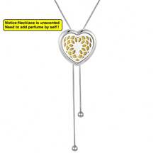 New Long Tassel Aromatherapy Necklace Heart Shape Perfume Essential Oil Diffuser Necklace Tassel Pendant Necklaces Sweater Chain Scent Aroma Jewelry Women Locket Tassel Necklaces - #Heart - View 14