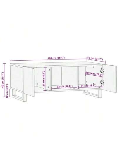VidaXL Coffee Tafel 100x55x40 Cm Solid Acacia Wood view 2