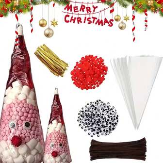 500pcs Reusable Transparent Christmas Glass Paper Gift Bags Set, Suitable For Party, Wedding, Birthday, Halloween, Candy, Gift And Stocking Stuffers Packaging Bags, Christmas Transparent Gift Bags, Christmas Candy Bags, Christmas Gift Wrapping Bags