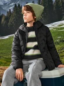 Balabala Lightweight Kids Down Jacket, Boys & Girls 2025 Winter Mall Edition, Hooded Outerwear - Black - View 2