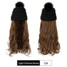 Gorro de invierno sintético de 20 pulgadas con extensión de cabello ondulado y peluca sintética de invierno cálida de punto, adecuado para uso diario de las damas - Multicolor - Ver 11