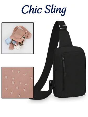 SHILAN 2025纯色单肩包腰包-休闲大容量拉链胸包可调节斜挎包日常出行轻便防水