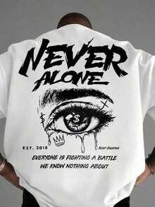 Manfinity Men's Printed Drop Shoulder T-Shirt - 軍綠色 - 查看 12