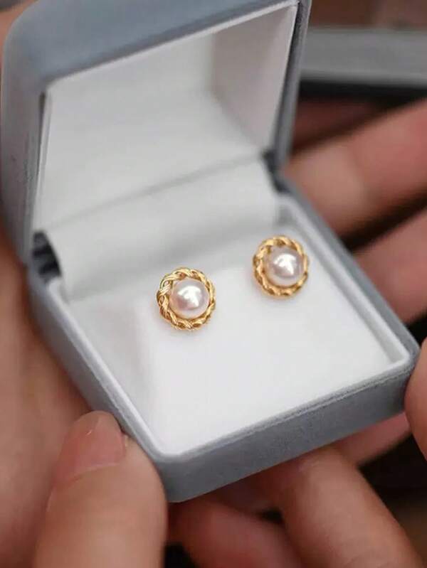 Pendientes de perla de plata de ley 925, diseño clásico redondo, elegante francés, delicado y minimalista, adecuado para todo