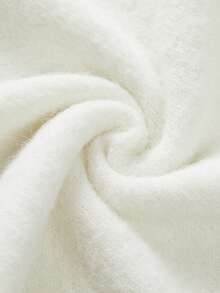 FOR BEAUTY Women's Spring And Autumn New Round Neck Half Sleeve Head Top Women's Commuting Casual Lazy Style Knitted Sweater Loose Daily Versatile Solid Color Sweater New Year - 白色 - 查看 10