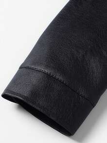 Men's Casual Slim Fit PU Leather Jacket, Suitable For Spring And Autumn Daily Wear - Black - View 6