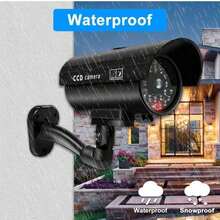 1pc Solar Powered Dummy Security Camera, Anti-Theft, Slightly Water-Resistant, Flashing Red LED Light, Includes Surveillance Sticker
