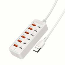 12-Port USB Fast Charging Station - 6*Type-C PD + 6*USB-A Ports, Up To 25W Per Port, Compact Design, High-Speed Charging For Laptops/Tablets/Multiple Devices, Workspace Power Hub For Tech Enthusiasts, Power Board, Usb Charger/Multi-Port Charger, Usb Charging Station, Electric Extension, Type C Fast Charger, Multiplug/Multi-Outlet Strip, Hub Usb, Laptop Accessory, Usb Adapter, Pc Accessory, Usb C Hub, Docking Station, Usb Hub/Multi-Port Hub