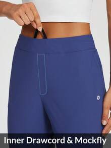baleaf Women's Lightweight High-Stretch Athletic Joggers With Zipper Pockets & Inner Drawstring, Deep Pockets, Multi-Sport Outdoor Gym Golf Hiking Pants - Blue - View 5