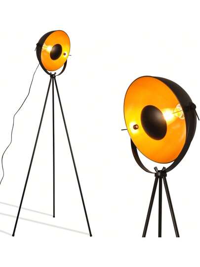 Alpinaluz Vintage Tripod Vloer Lamp "Bremen" Nordic Industrial Goud Zwart Metal Shade view 8